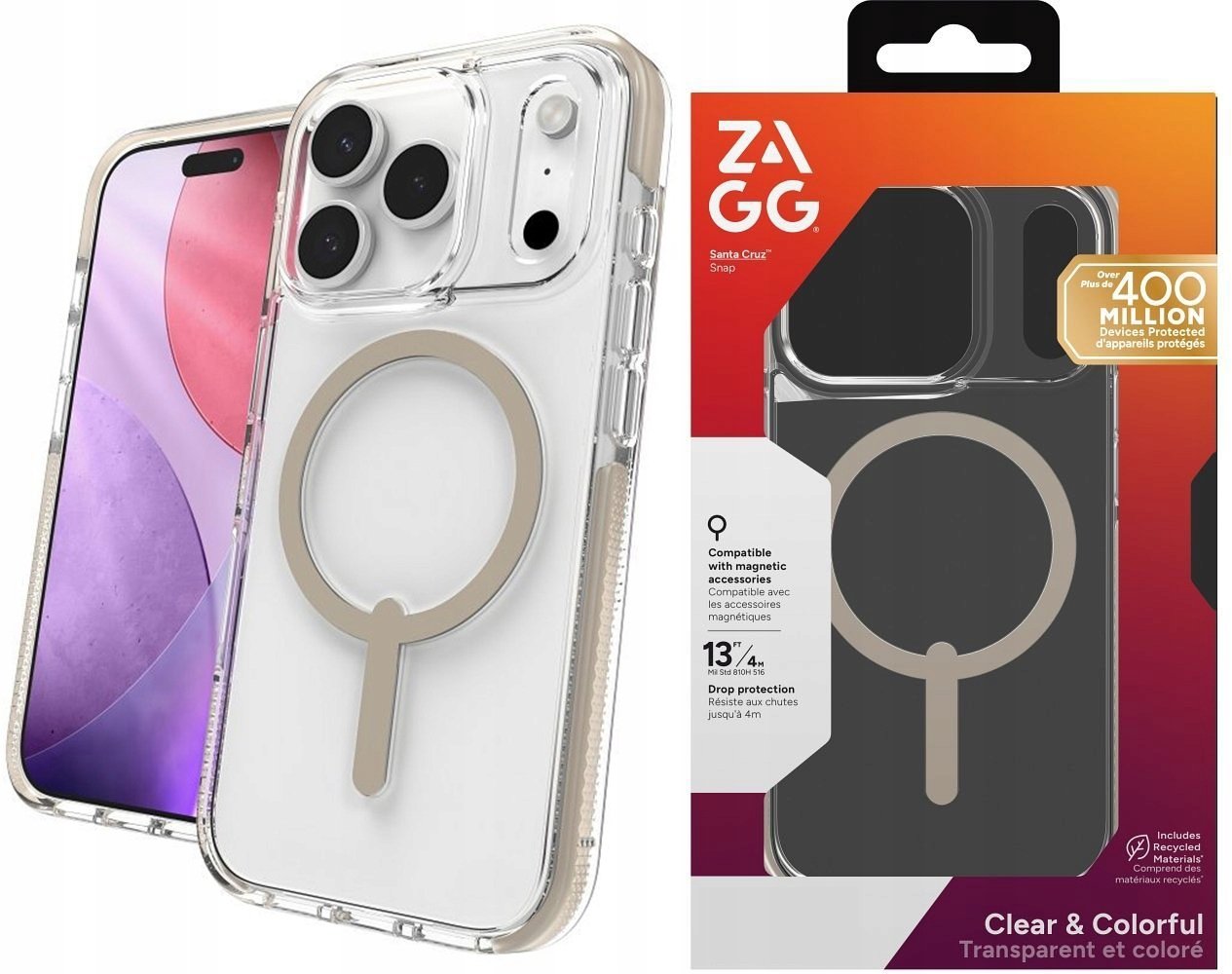 ZAGG Santa Cruz Snap - etui do iPhone 17 Pro kompatybilne z MagSafe (titanium)