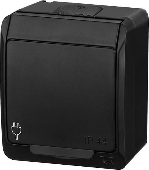 Elektro-Plast HERMES IP44 gniazdo natynkowe pojedyncze z uziemieniem 2P+Z czarne 0321-09