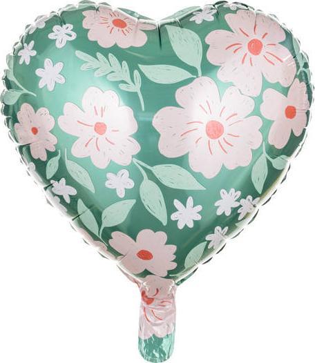 PartyDeco Balon foliowy Serce w kwiaty, 45 cm one size
