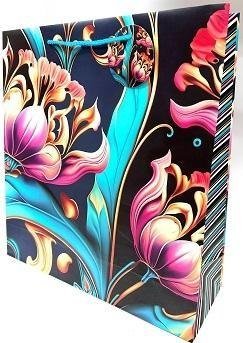 Torebka ozdobna matowa 35x37x12cm tulipany GB23157