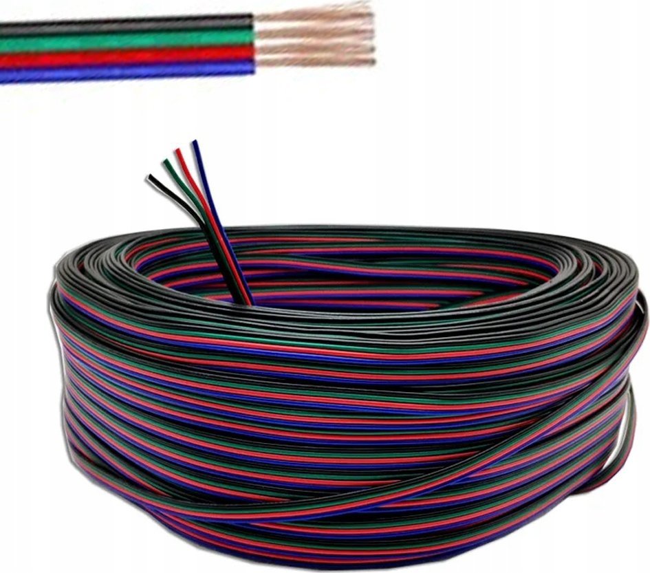 Rosfix PRZEWÓD KABEL LINKA RGB AWG22 1M 4x0,35MM DO MONTAŻU TAŚM LED 4 ŻYŁY ROSFIX