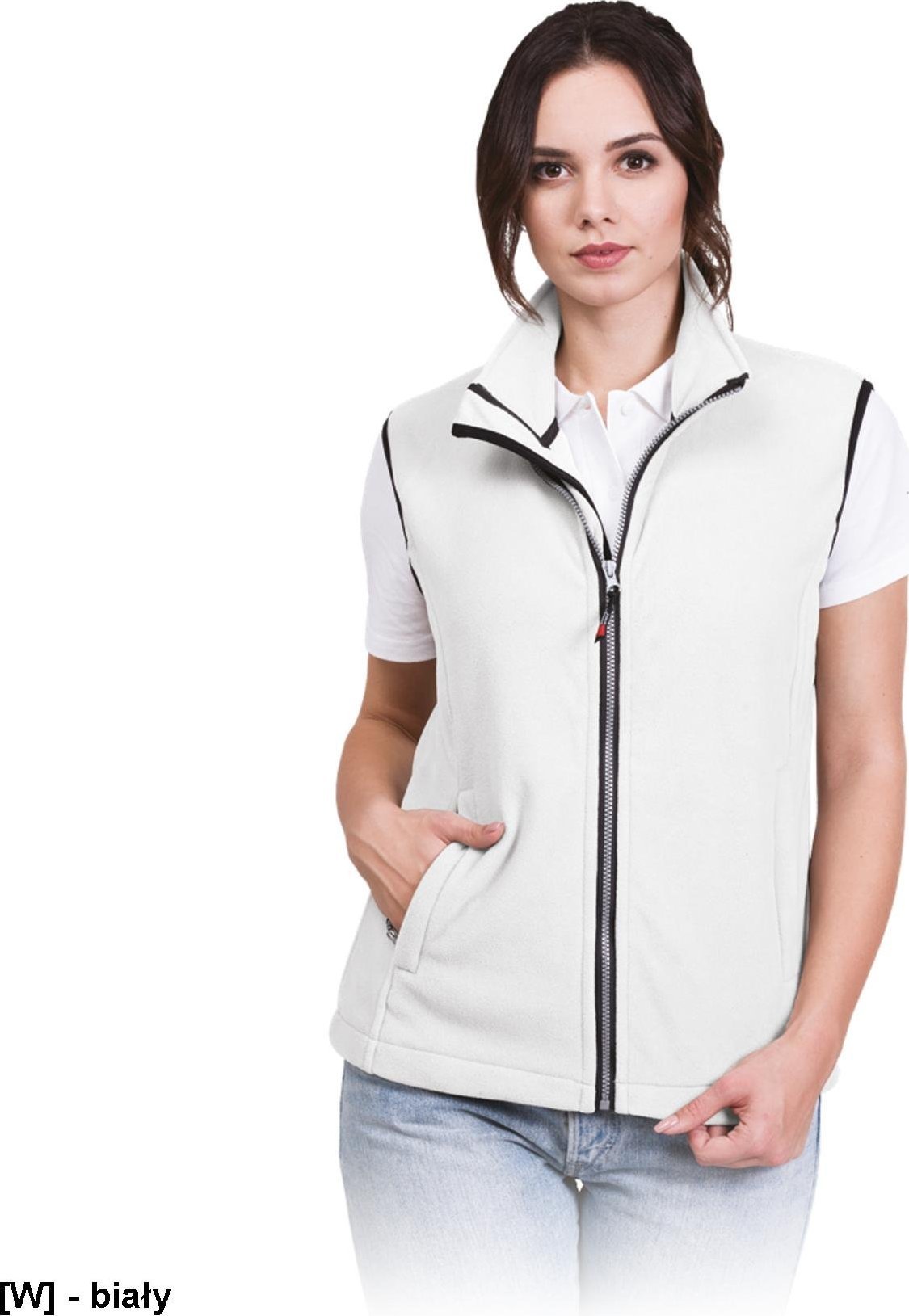 R.E.I.S. VHONEY-L - bezrękawnik damski z polaru, kołnierz ze stójką - biały 3XL