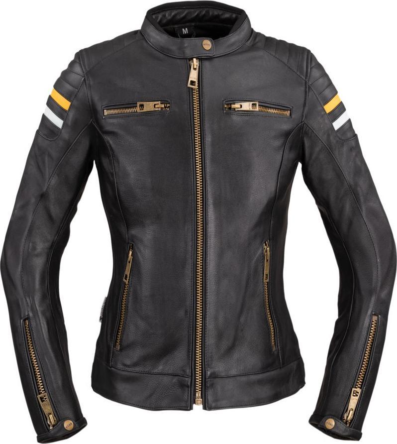 W-Tec Damska skórzana kurtka motocyklowa W-TEC Stripe Lady - Kolor Czarny, Rozmiar S