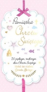 PASSION CARDS Karnet DL chrzest różowy