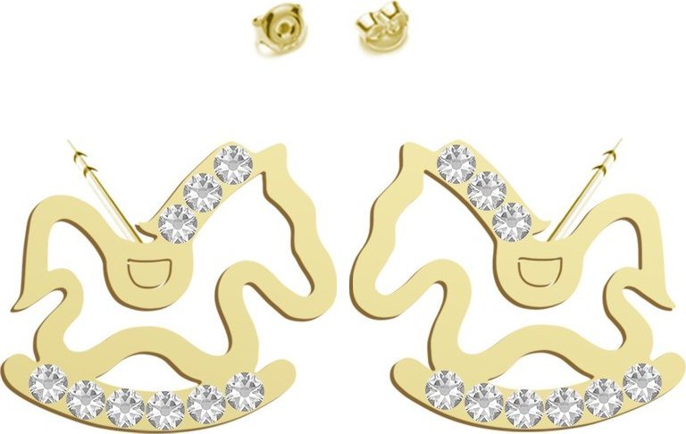 Radziszewska Jewellery Kolczyki sztyfty Koń na biegunach srebro pozłacane