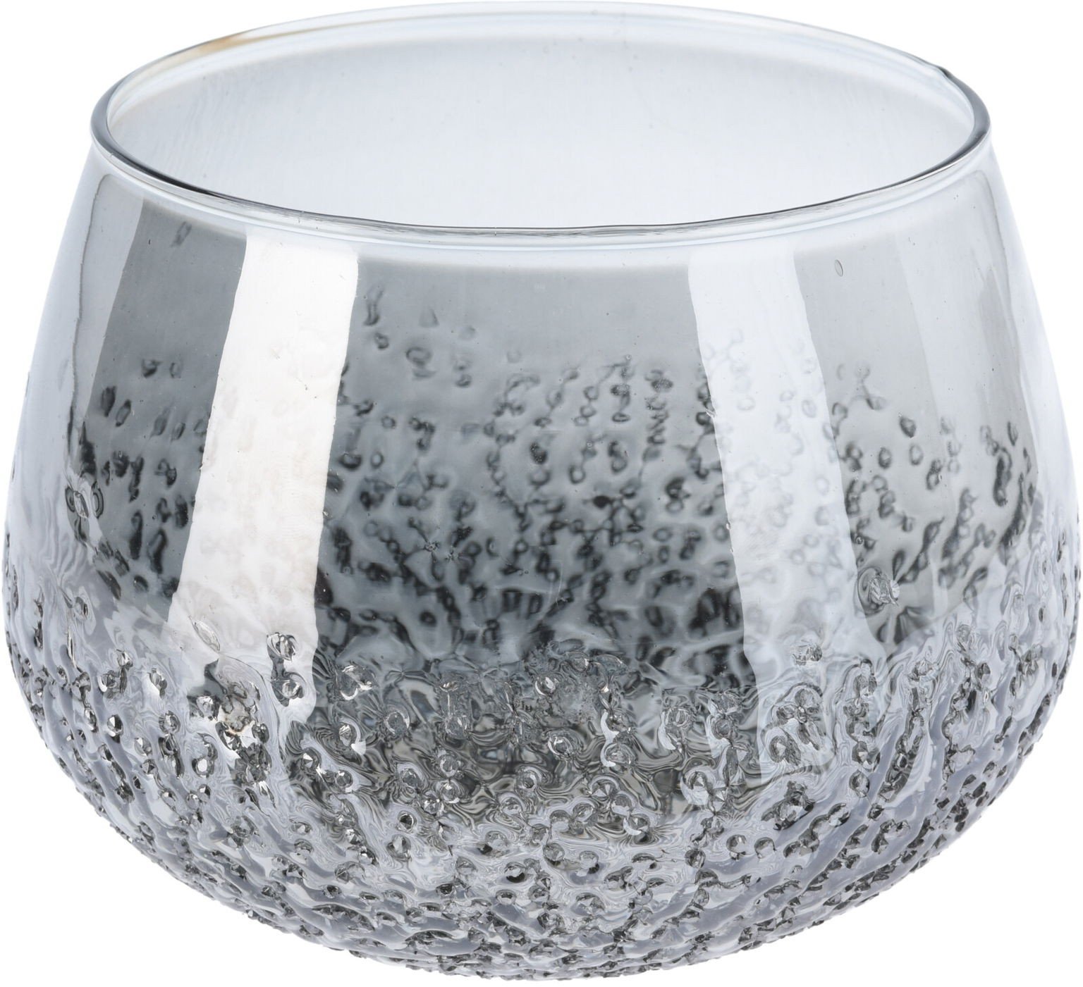 Glass candle holder SILVER, silver color, 15 x 15 cm