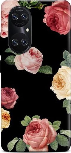 CaseGadget CaseGadget ETUI NADRUK RÓŻE NA CZARNYM HUAWEI P50 PRO standard