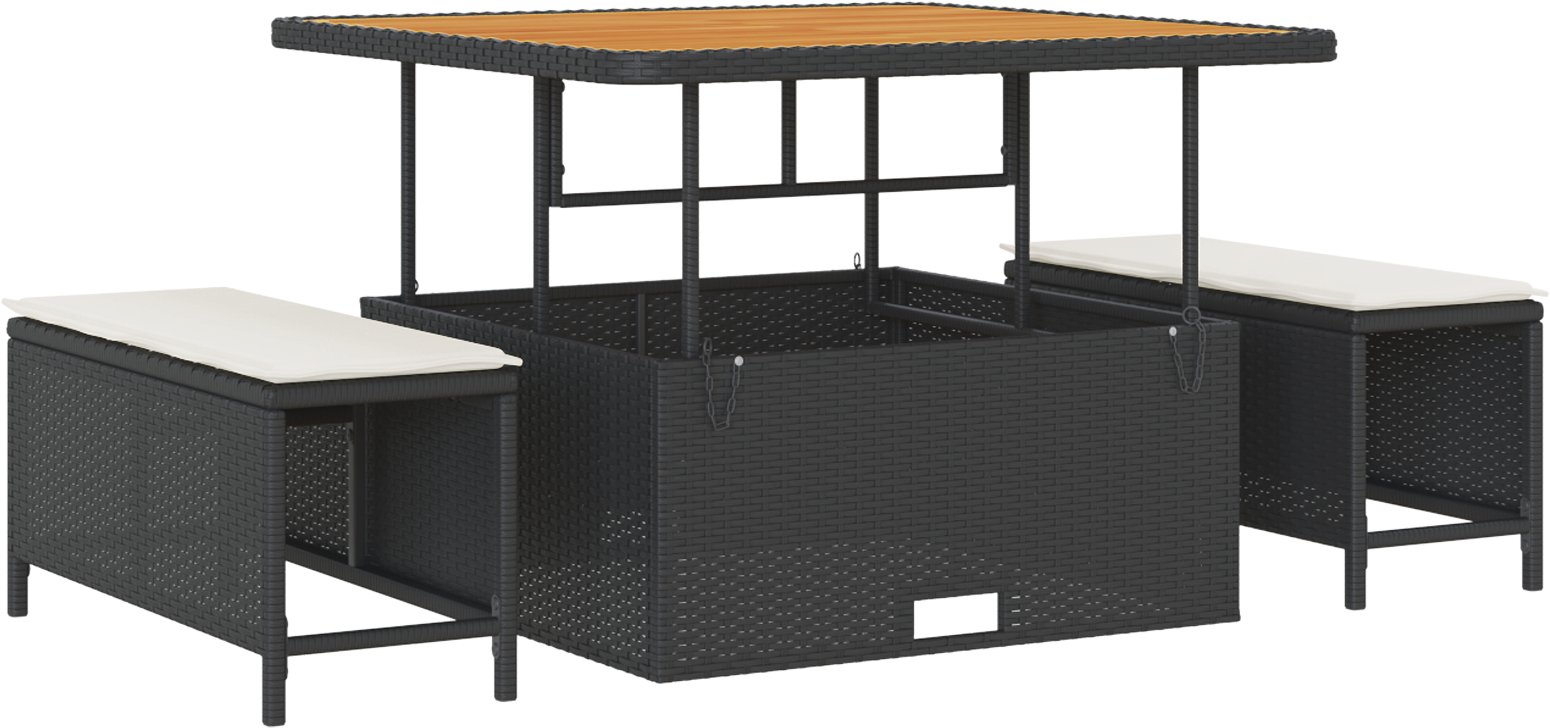 Zestaw 8 częściowych sof ogrodowych z poduszkami czarny polirattan akacja
