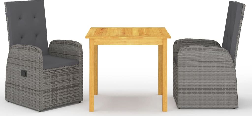 vidaXL 3-częściowy zestaw mebli ogrodowych, szary