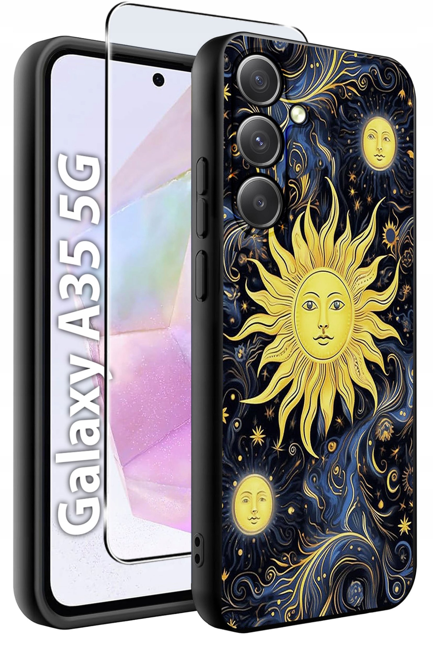 ETUI do Samsung A35 5G WZORY | SILIKONOWE MATT CASE + SZKŁO HARTOWANE 9H