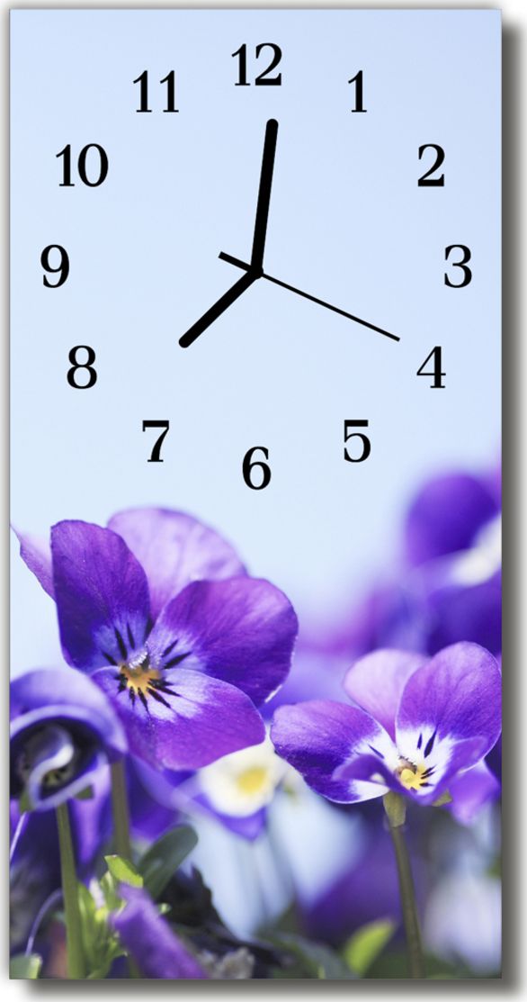 Tulup Zegar Szklany Pionowy Kwiaty Kwiaty purpurowy 30x60 cm - 39986143