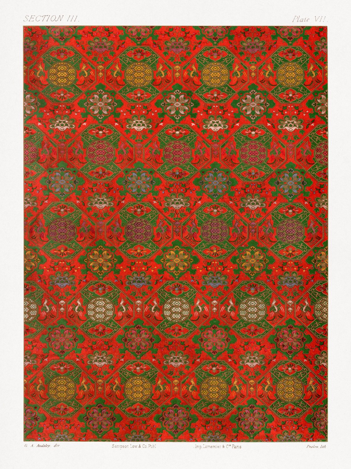 Plakat 75x100cm Wzór Wachlarza, G.A. Audsley Vintage do Salonu