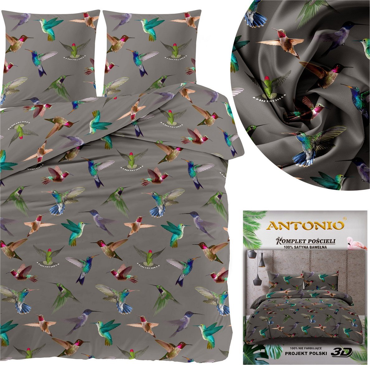 LOZKOHOLICY.PL Sp.z o.o. Sp. K. Pościel 160 x 200 3cz Satynowa Maria 2712