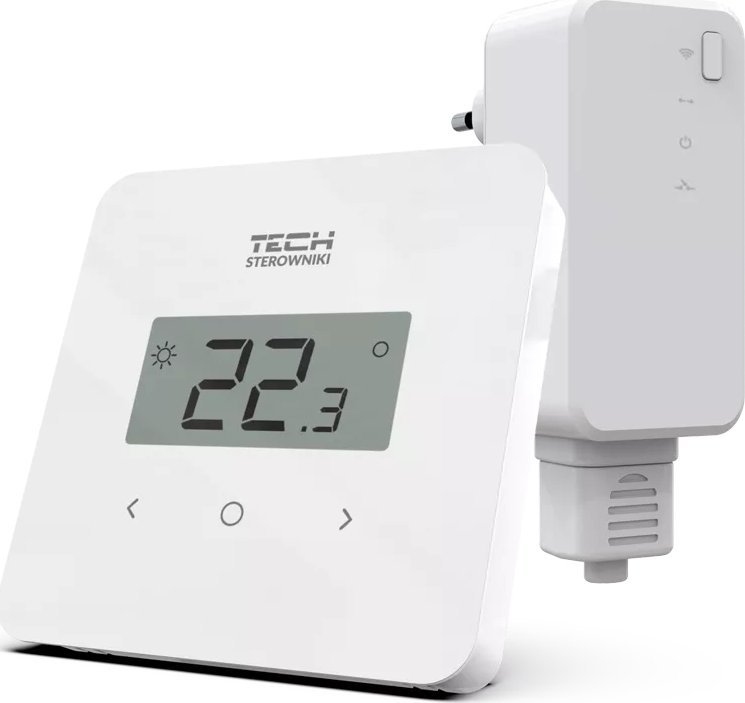 Tech Tech regulator pokojowy bezprzewodowy T-2.2, dwustanowy z pomiarem wilgotności, montaż natynkowy, biały STT-2.2WH