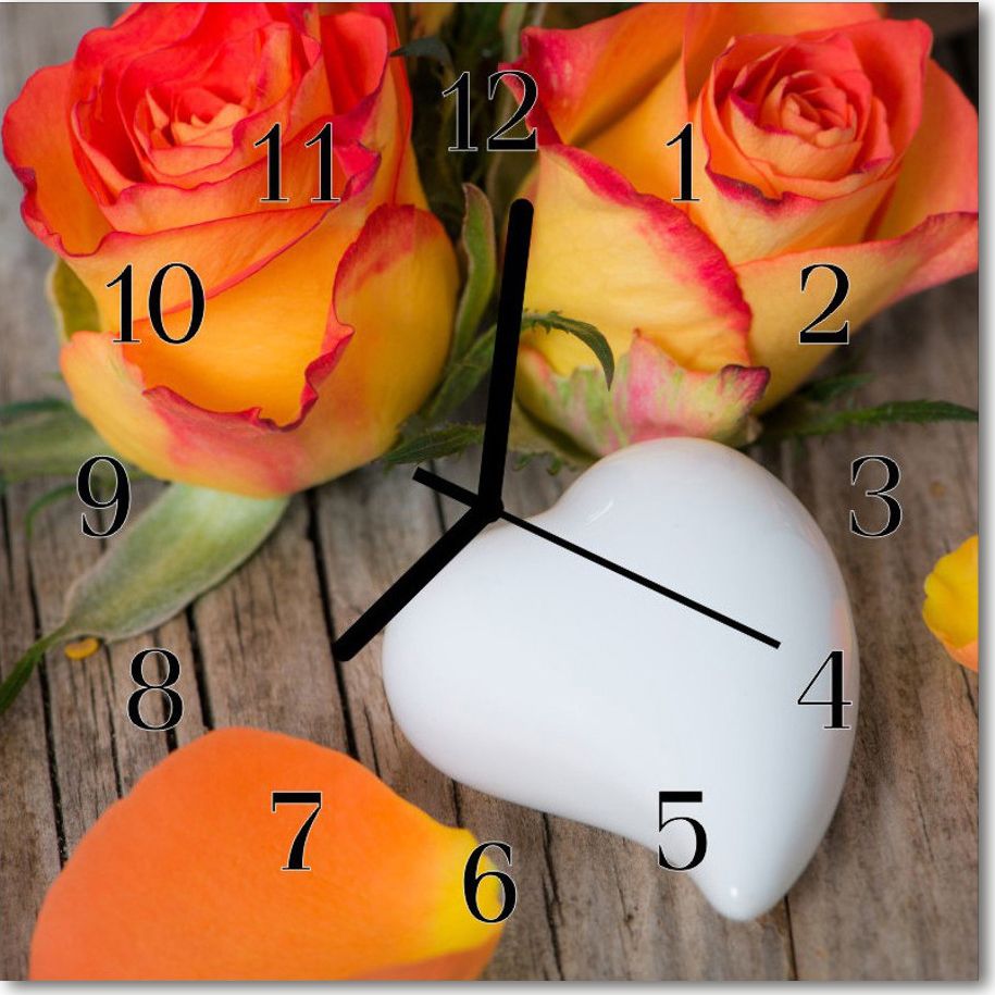 Tulup Zegar szklany ścienny Cichy Serce Róża 30x30 61198856