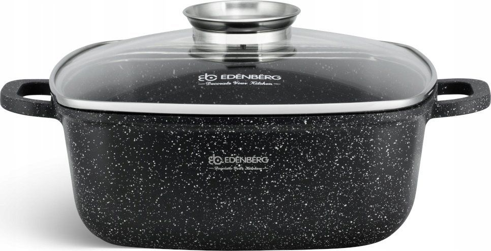 GARNEK Ceramiczny MARMUROWY Kwadratowy 26cm INDUKCJA Gaz 5,5l 81141