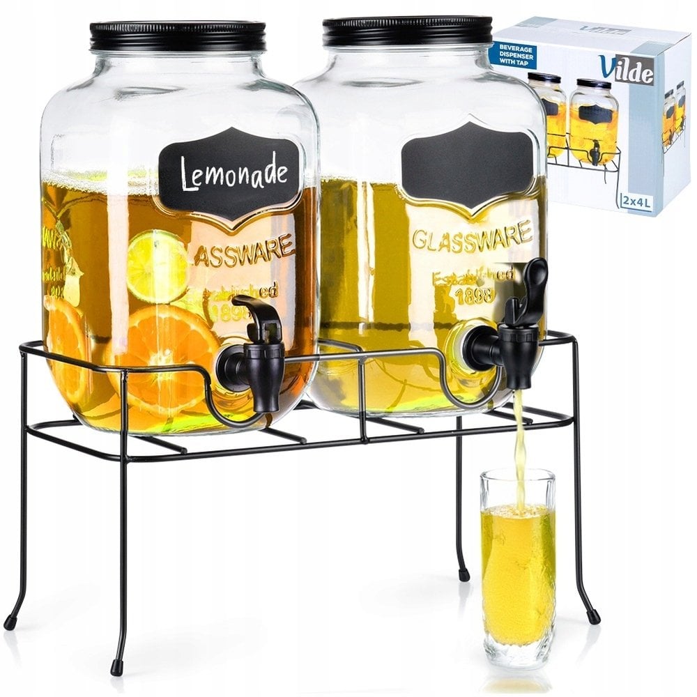Lumarko Słój do napojów with tap and black stand 2x4 l 3 el.