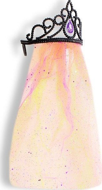 GoDan Tiara diadem czarny z kamieniem kolorowym welonem