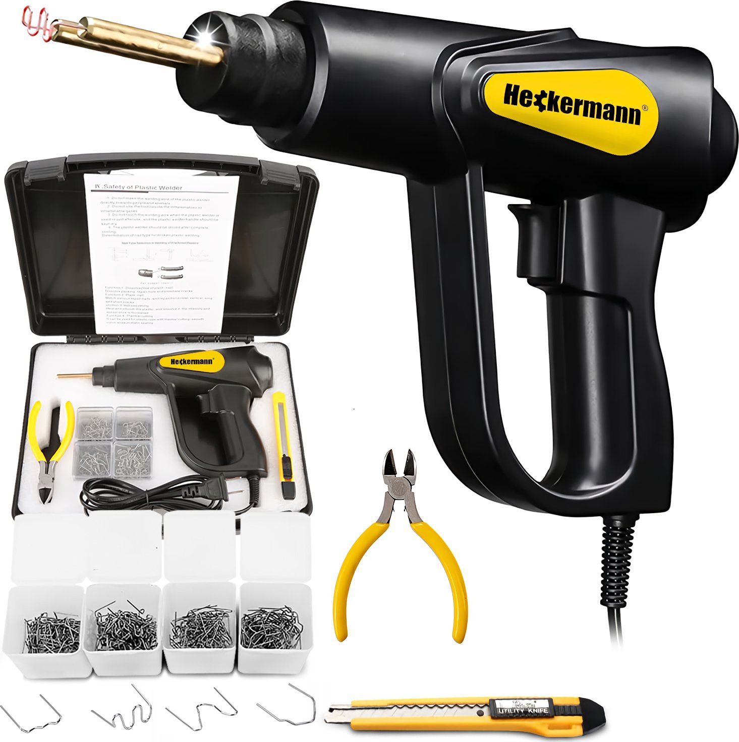 Spawarka, zgrzewarka do plastiku Heckermann XC-70 Czarna Zszywarka + 200 zszywek