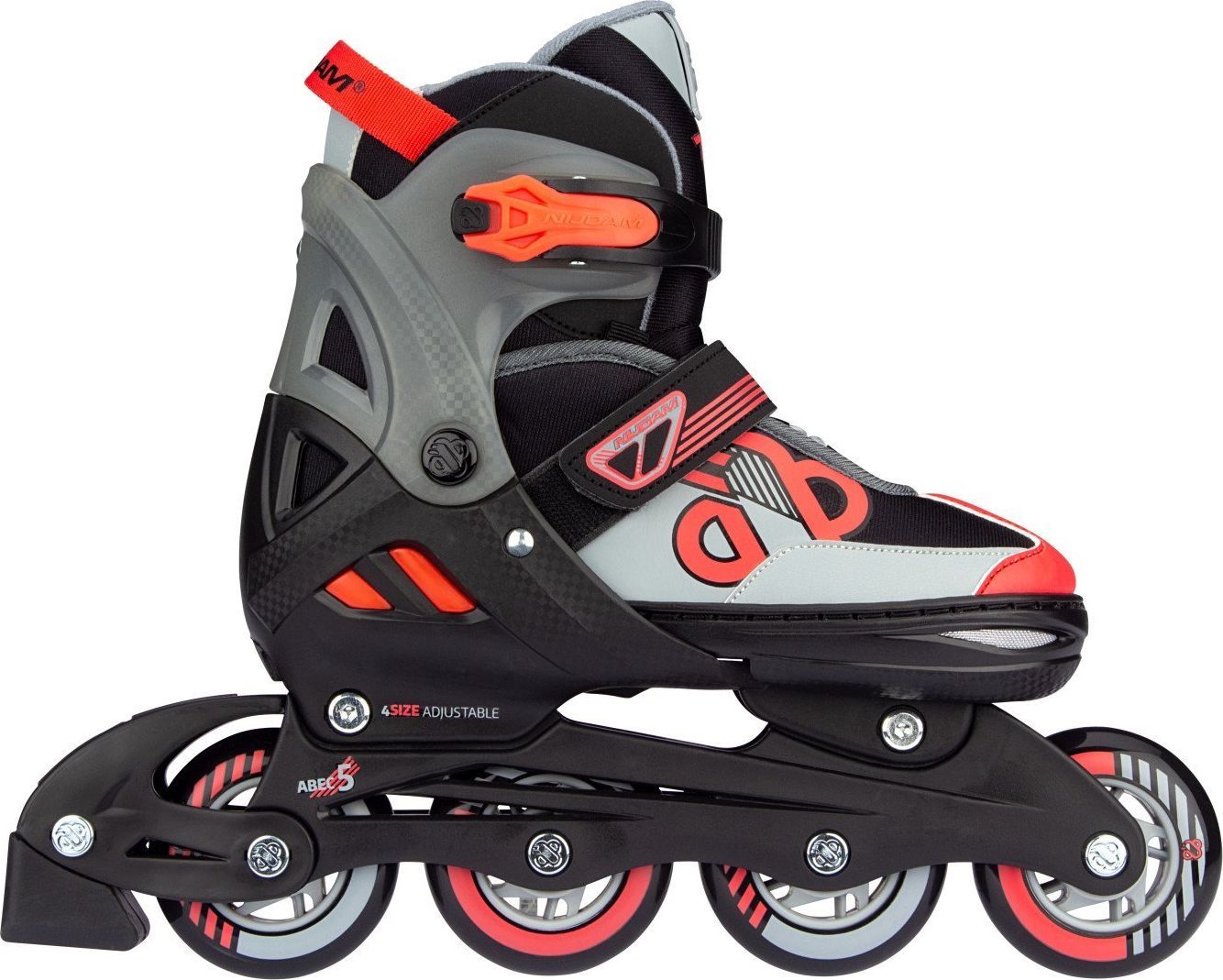 Rolki Nijdam Red Raider z wymienną płozą regulowane czarne r. 33-36