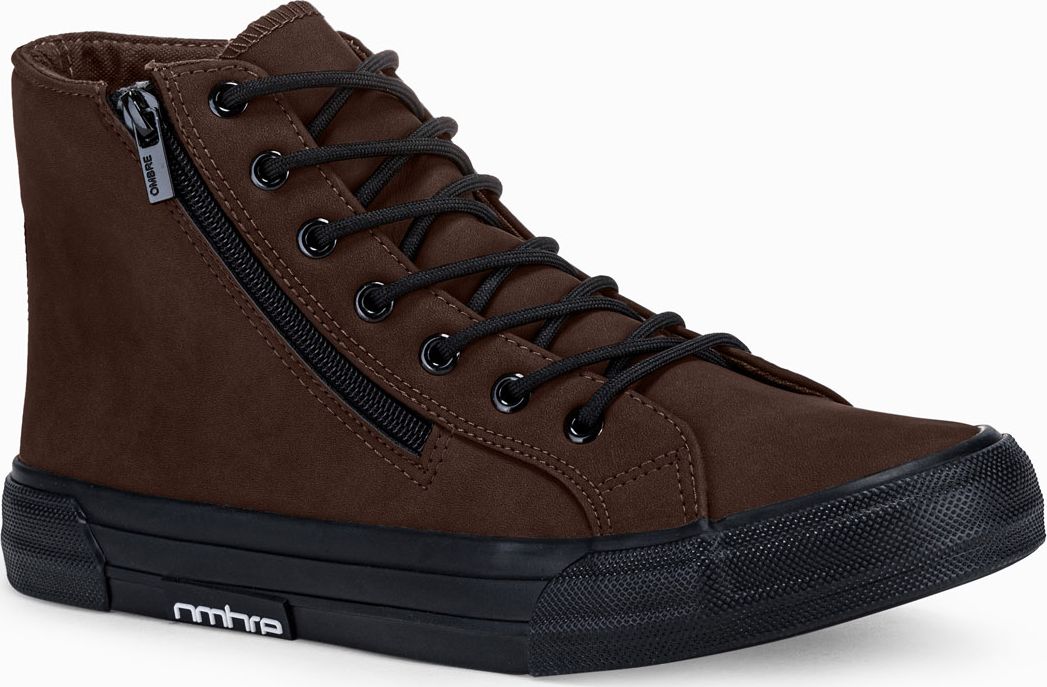 Ombre Trampki męskie sneakersy T352 - ciemnobrązowe 44