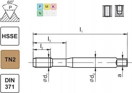 Fanar GWINTOWNIK M 6 DIN-371C (6H) HSSE TN 800X