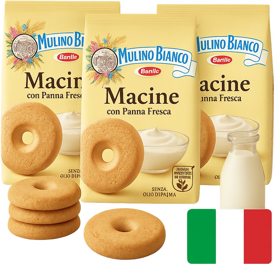 Ciastka kruche Macine con Panna Fresca 350g x 3 - Mulino Bianco