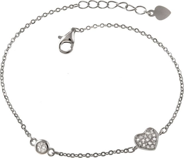 Lovrin SREBRNA BRANSOLETA 925 SERCE I KÓŁECZKO Z CYRKONIAMI