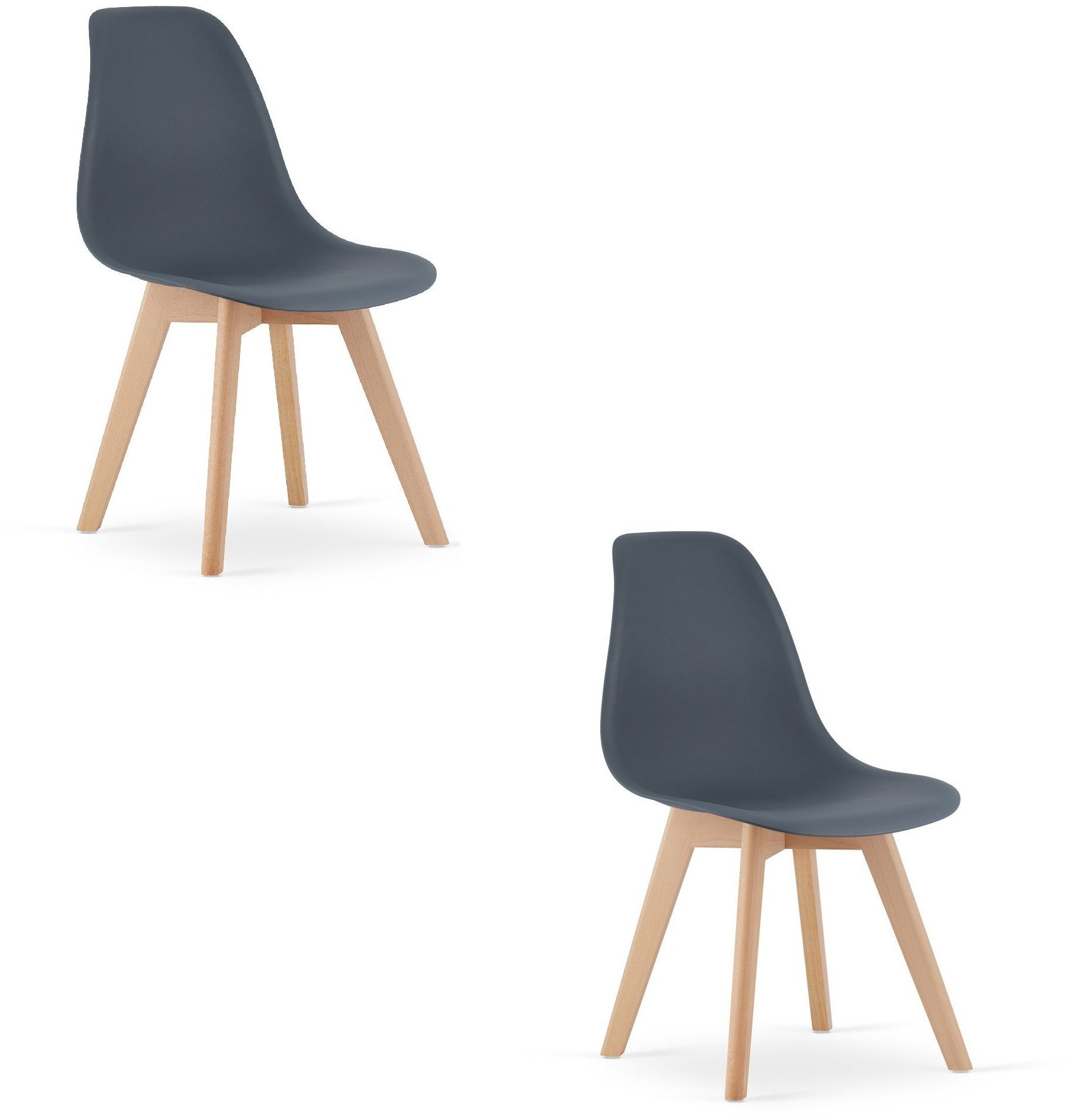 Krzesło skandynawskie grafitowe zestaw 2 szt. KITO do kuchni jadalni