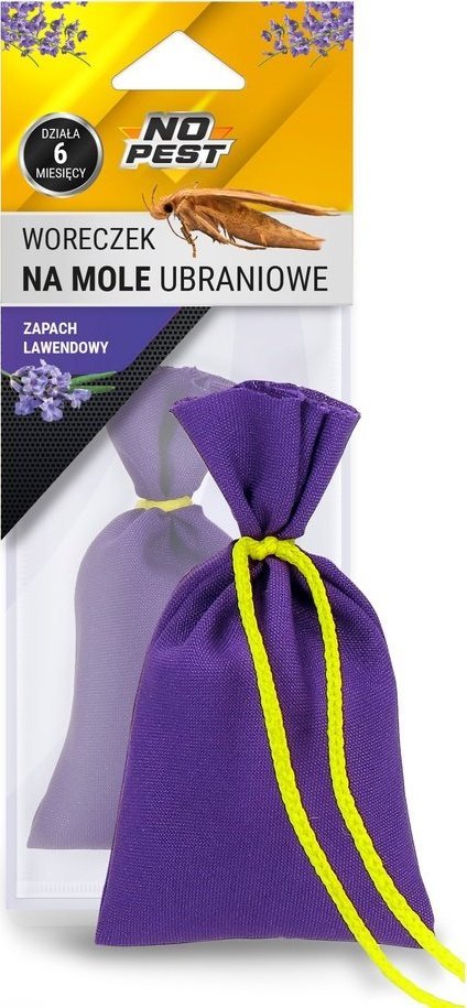 NO PEST Woreczek na Mole Ubraniowe o Zapachu Lawendy Odstraszacz Moli Zawieszka przeciw Molom Odzieżowym