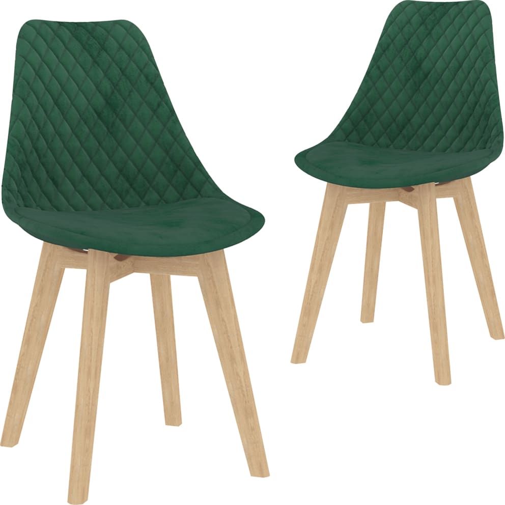 vidaXL Krzesła stołowe, 2 szt., ciemnozielone, aksamitne