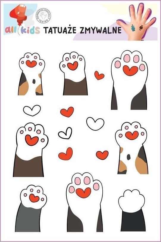 Tatuaże zmywalne dla dzieci Kocie łapki