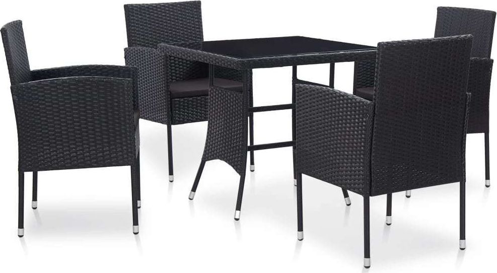 vidaXL 5 częściowy zestaw mebli ogrodowych, rattan PE, czarny (46402)