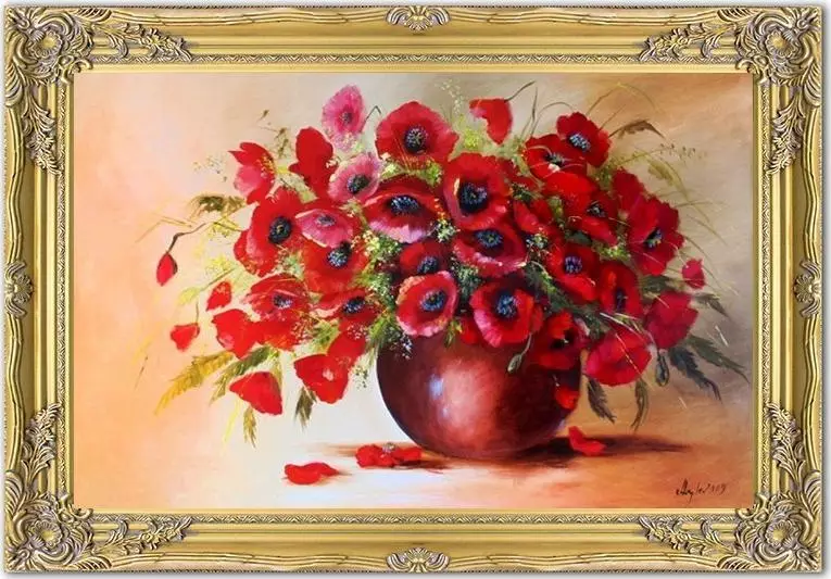 ART-POL Obraz olejny ręcznie malowany Kwiaty