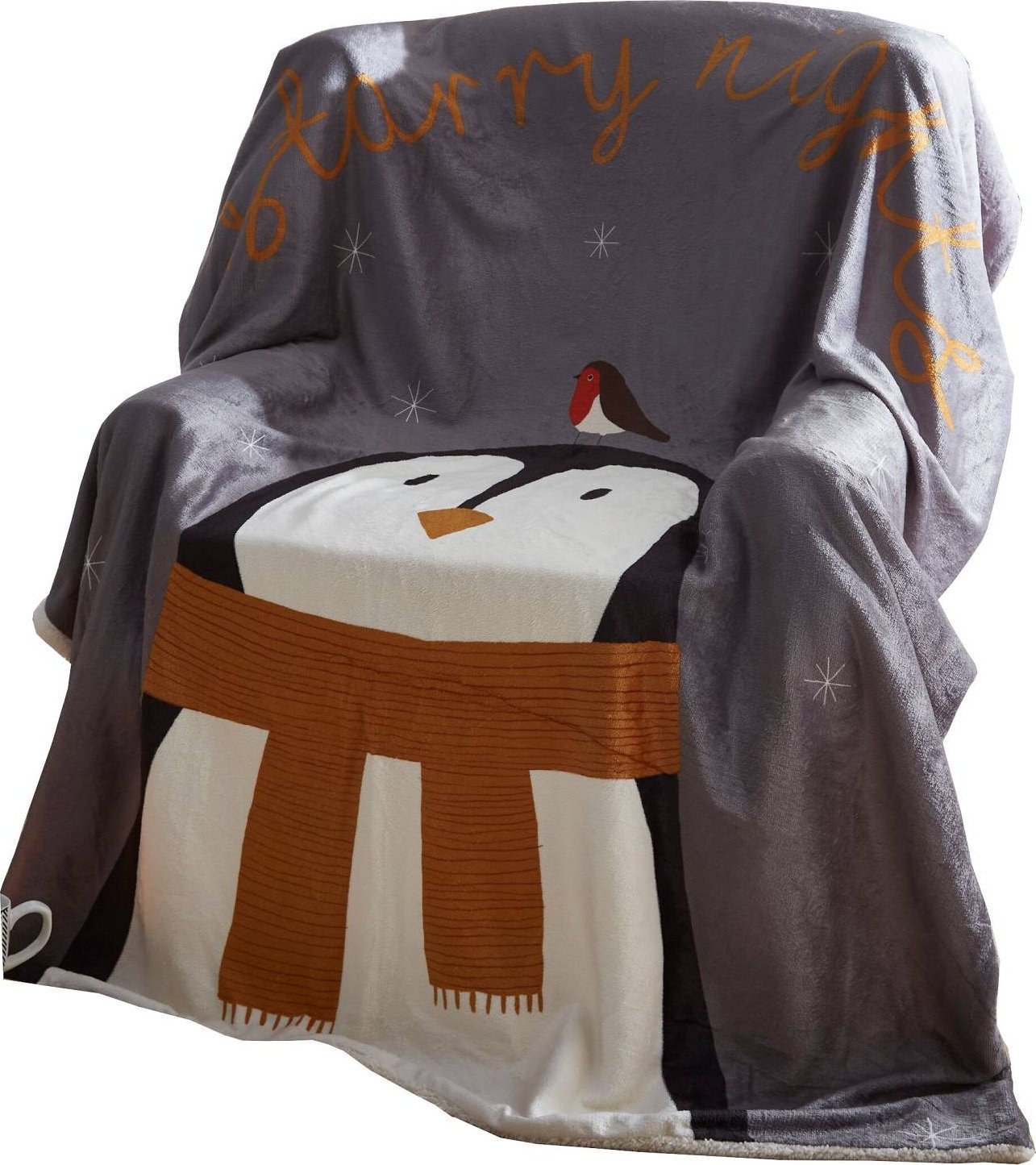 TDP Textiles Święta Mikołaj Pingwin CIEPŁY KOC świąteczny Pled