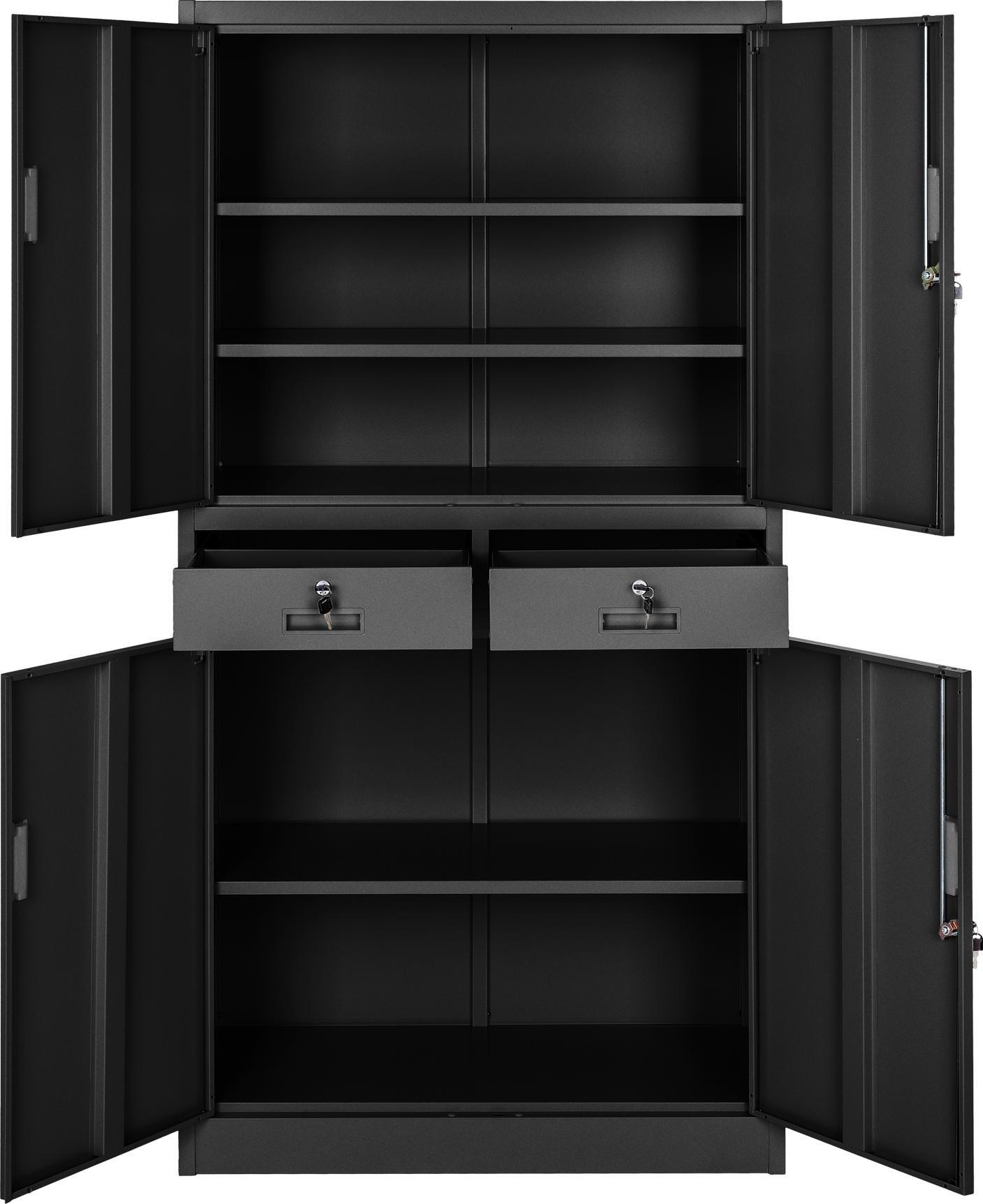 Tectake Szafka na dokumenty z 2 szufladami - czarny