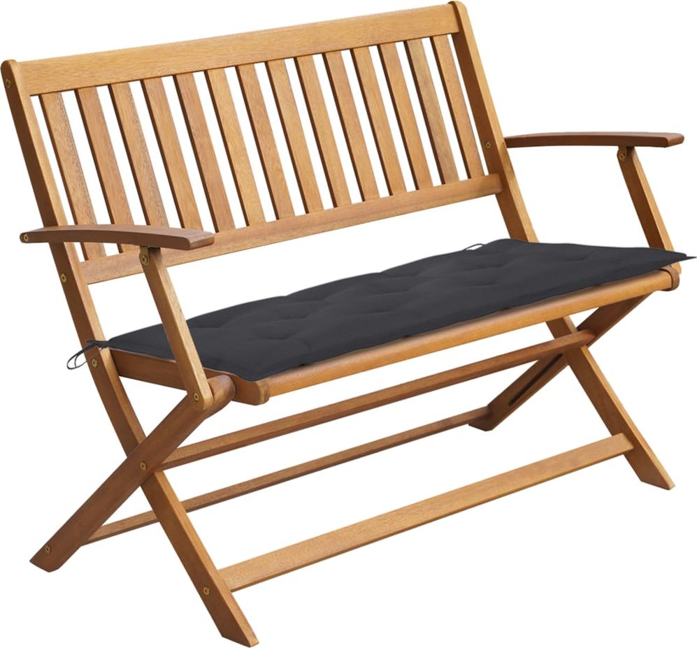 vidaXL Ławka ogrodowa z antracytową poduszką, 120 cm, lite drewno akacjowe