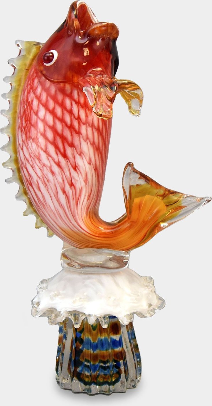 rzezbyzbrazu Wazon Szklany w Stylu Murano Ryba Czerwona