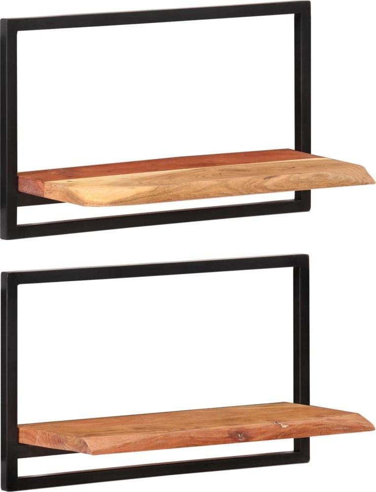 vidaXL vidaXL Półki ścienne, 2 szt., 60x25x35 cm, lite drewno akacjowe i stal