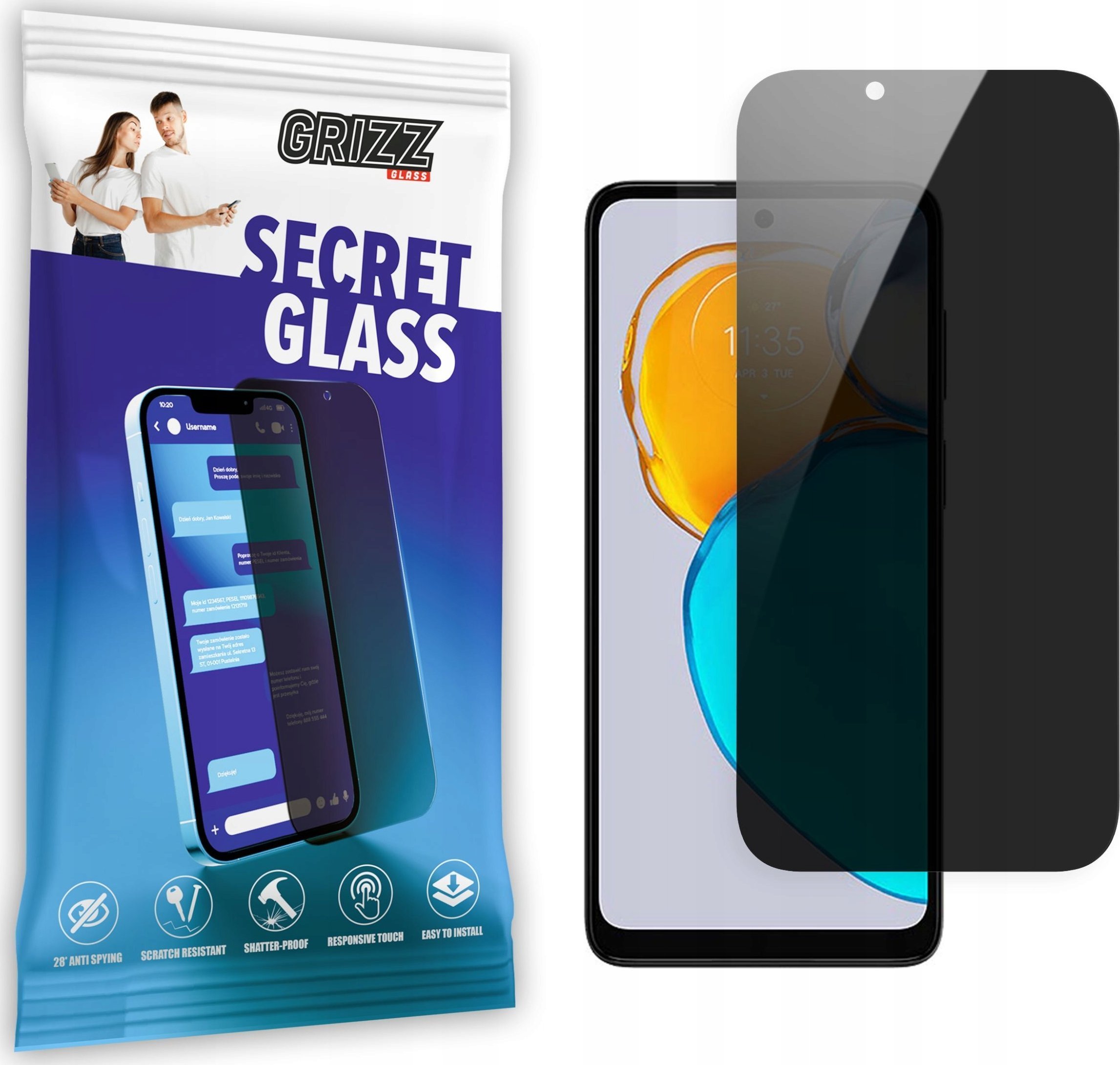 GrizzGlass Szkło prywatyzujące GrizzGlass SecretGlass Motorola Moto E22s