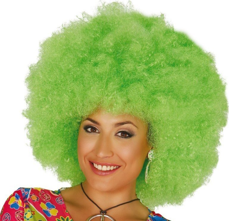 Guirca Duża Peruka bujne afro włosy syntetyczne zielona