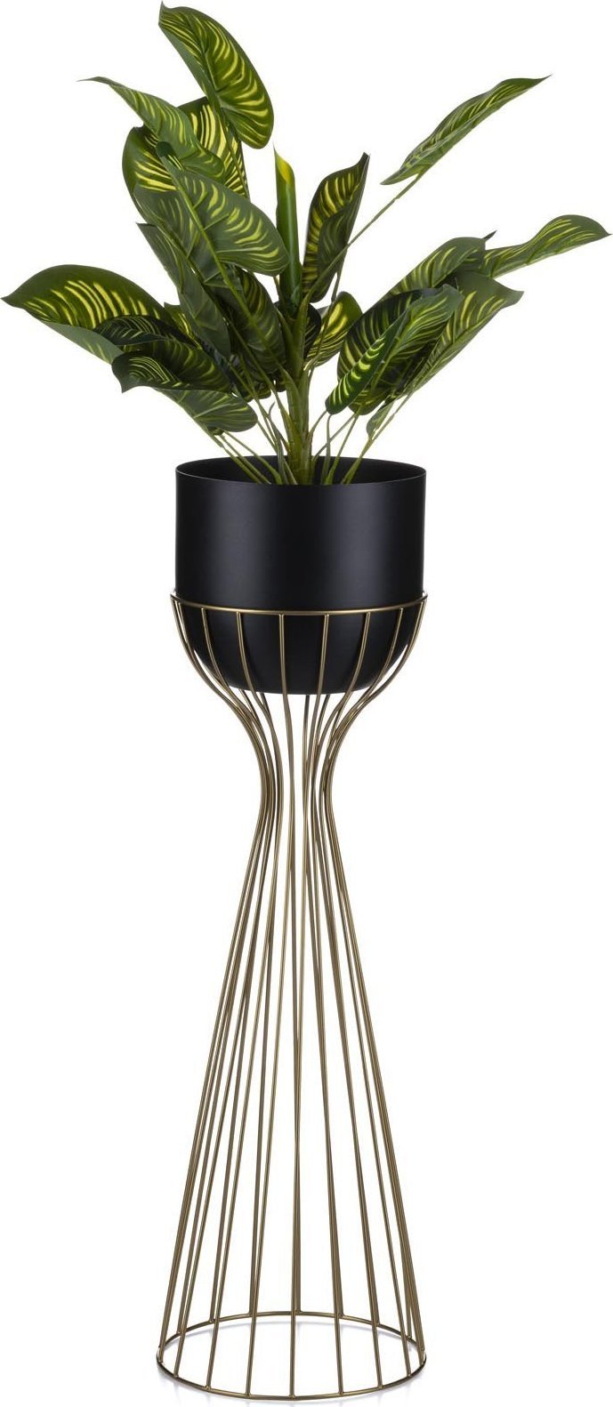 HowHomely Kwietnik nowoczesny 68 cm złoto czarny LOFT GLAMOUR wolnostojący