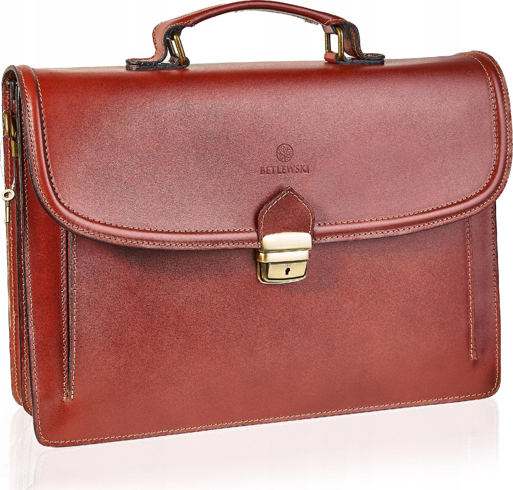 Betlewski BETLEWSKI Skórzana aktówka do pracy teczka męska