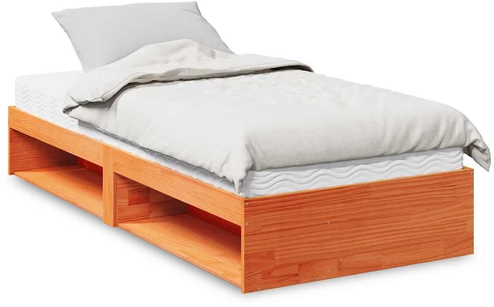 vidaXL Łóżko dzienne z materacem, woskowy brąz, 90x190 cm, sosnowe