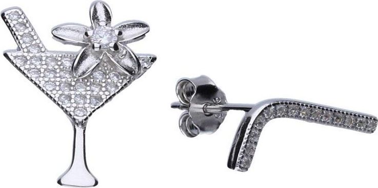 Lovrin Srebrne kolczyki 925 drink i słomka cyrkoniami 1,37g