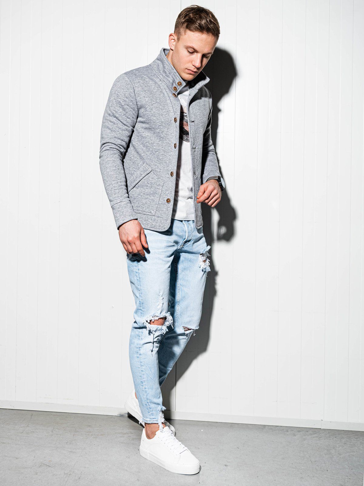 Ombre Bluza męska Carmelo szara r. XL