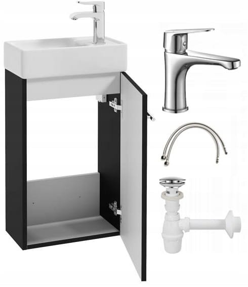 Szafka łazienkowa z umywalką baterią i syfonem 40cm wisząca łatwa w montażu
