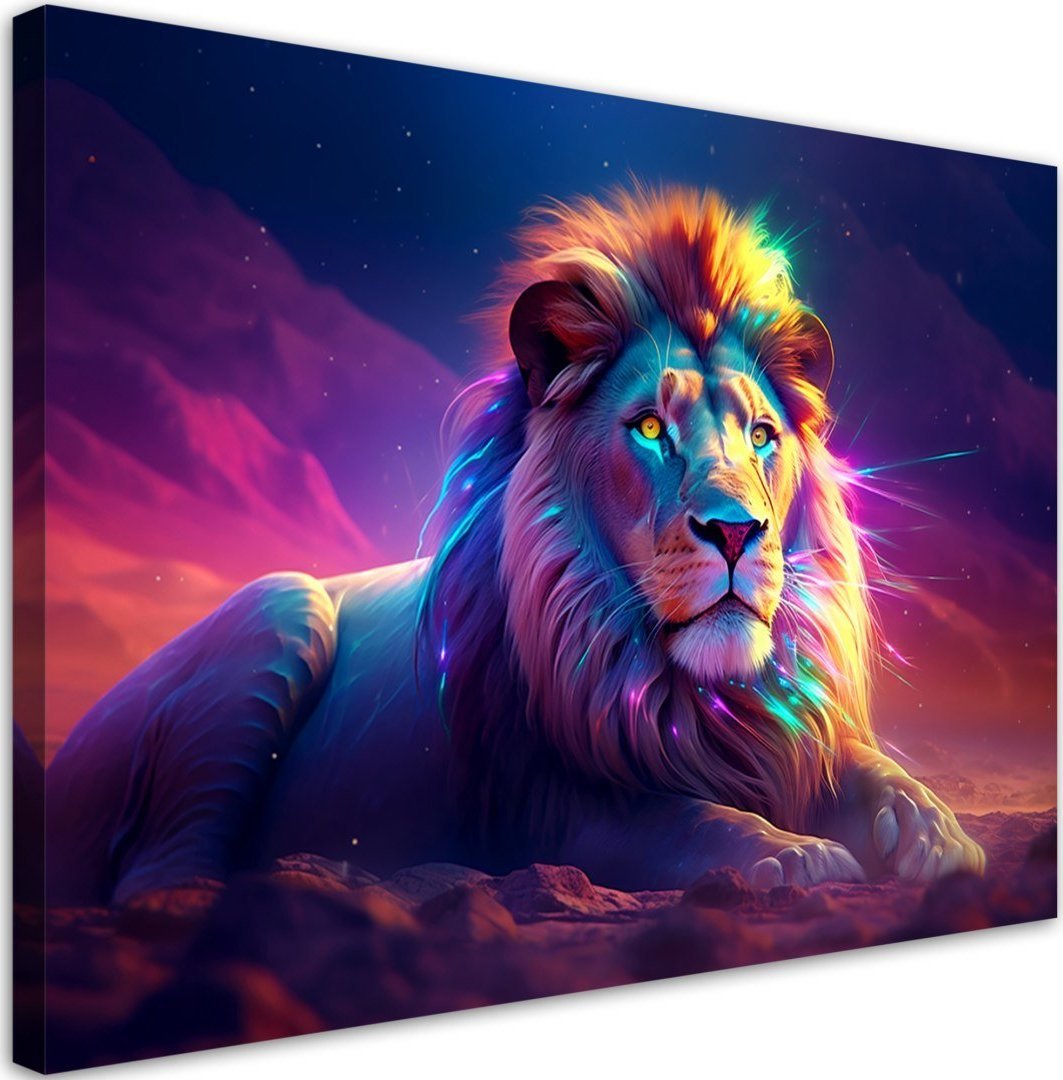 Feeby Obraz na płótnie, Neon Lew Afryka - 100x70