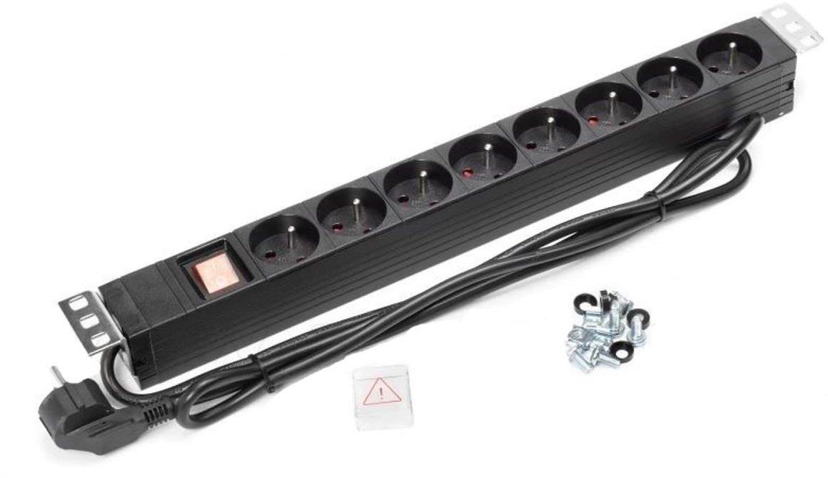 Listwa zasilająca RACK 19 1U 8 gniazd z wyłącznikiem 1,8m