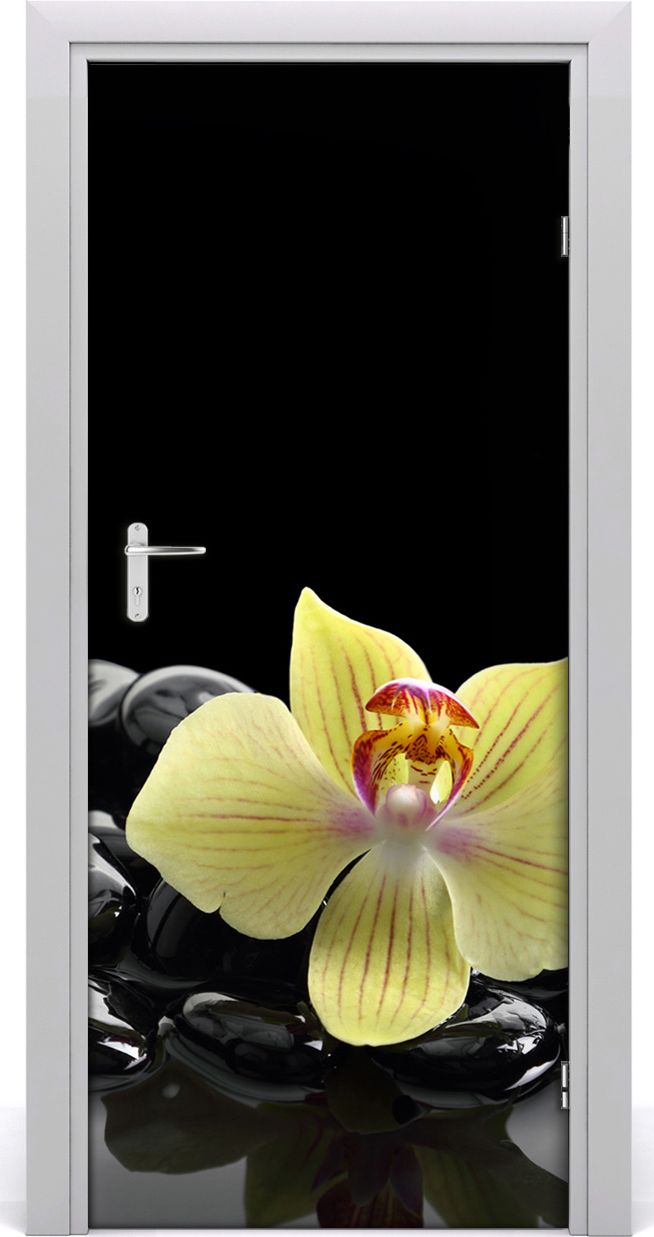 Tulup Fototapeta samoprzylepna na drzwi 85 x 205 cm Orchidea i kamienie